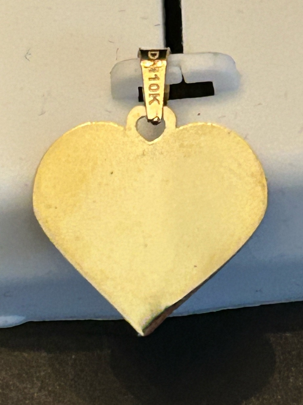 Solid 10KT Two-Tone Gold Heart Pendant with Virgin Mary Medallion - Picture 10 of 10